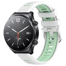 Per Xiaomi MI Watch S1 22mm Cinturino sportivo in silicone con fibbia in acciaio bicolore (bianco + verde acqua)