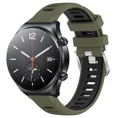 Per Xiaomi MI Watch S1 22mm Cinturino sportivo in silicone con fibbia in acciaio bicolore (verde militare + nero)