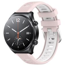Per Xiaomi MI Watch S1 22mm Cinturino sportivo in silicone con fibbia in acciaio bicolore (rosa + bianco)