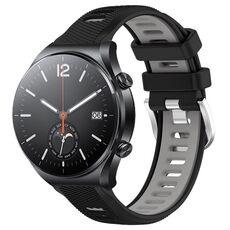 Per Xiaomi MI Watch S1 22mm Cinturino sportivo in silicone con fibbia in acciaio bicolore (nero + grigio)