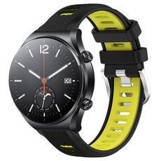Per Xiaomi MI Watch S1 22mm Cinturino sportivo in silicone con fibbia in acciaio bicolore (nero + verde lime)