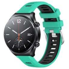 Per Xiaomi MI Watch S1 22mm Cinturino sportivo in silicone con fibbia in acciaio bicolore (lago blu + nero)