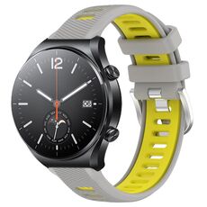 Per Xiaomi MI Watch S1 22mm Cinturino sportivo in silicone con fibbia in acciaio bicolore (grigio + giallo)