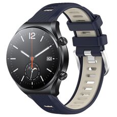 Per Xiaomi MI Watch S1 22mm Cinturino sportivo in silicone con fibbia in acciaio bicolore (blu notte + luce stellare)