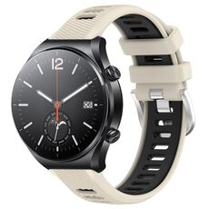 Per Xiaomi MI Watch S1 22mm Cinturino sportivo in silicone con fibbia in acciaio bicolore (Starlight + nero)