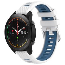 Per Xiaomi MI Watch S1 Pro 22mm Cinturino sportivo in silicone con fibbia in acciaio bicolore (bianco + blu)
