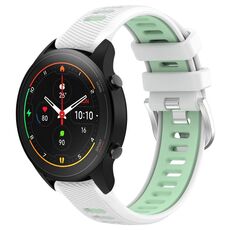 Per Xiaomi MI Watch S1 Pro 22mm Cinturino sportivo in silicone con fibbia in acciaio bicolore (bianco + verde acqua)
