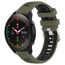 Per Xiaomi MI Watch S1 Pro 22mm Cinturino sportivo in silicone con fibbia in acciaio bicolore (verde militare + nero)