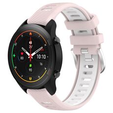 Per Xiaomi MI Watch S1 Pro 22mm Cinturino sportivo in silicone con fibbia in acciaio bicolore (rosa + bianco)