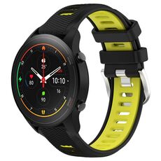 Per Xiaomi MI Watch S1 Pro 22mm Cinturino sportivo in silicone con fibbia in acciaio bicolore (nero + verde lime)