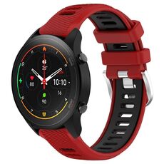 Per Xiaomi MI Watch S1 Pro 22mm Cinturino sportivo in silicone con fibbia in acciaio bicolore (rosso + nero)