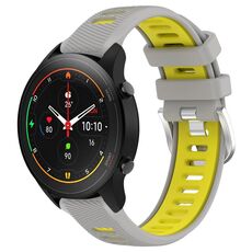 Per Xiaomi MI Watch S1 Pro 22mm Cinturino sportivo in silicone con fibbia in acciaio bicolore (grigio + giallo)