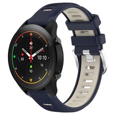 Per Xiaomi MI Watch S1 Pro 22mm Cinturino sportivo in silicone con fibbia in acciaio bicolore (blu notte + luce stellare)