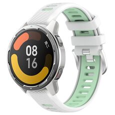 Per Xiaomi Watch S1 Active 22mm Cinturino sportivo in silicone con fibbia in acciaio bicolore (bianco + verde acqua)