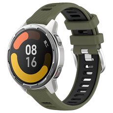 Per Xiaomi Watch S1 Active 22mm Cinturino sportivo in silicone con fibbia in acciaio bicolore (verde militare + nero)
