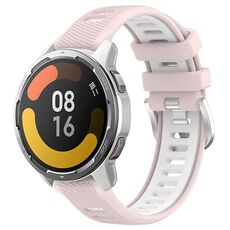 Per Xiaomi Watch S1 Active 22mm Cinturino sportivo in silicone con fibbia in acciaio bicolore (rosa + bianco)