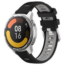 Per Xiaomi Watch S1 Active 22mm Cinturino sportivo in silicone con fibbia in acciaio bicolore (nero + grigio)
