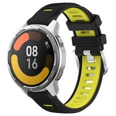 Per Xiaomi Watch S1 Active 22mm Cinturino sportivo in silicone con fibbia in acciaio bicolore (nero + verde lime)