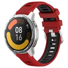 Per Xiaomi Watch S1 Active 22mm Cinturino sportivo in silicone con fibbia in acciaio bicolore (rosso + nero)