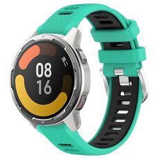 Per Xiaomi Watch S1 Active 22mm Cinturino sportivo in silicone con fibbia in acciaio bicolore (lago blu + nero)