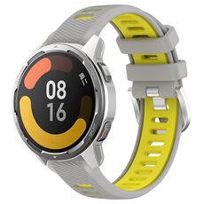 Per Xiaomi Watch S1 Active 22mm Cinturino sportivo in silicone con fibbia in acciaio bicolore (grigio + giallo)