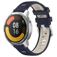 Per Xiaomi Watch S1 Active 22mm Cinturino sportivo in silicone con fibbia in acciaio bicolore (blu notte + luce stellare)