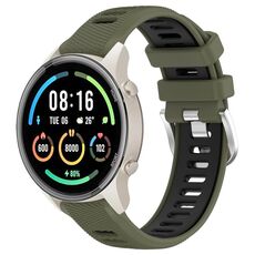 Per Xiaomi MI Watch Color 2 22mm Cinturino sportivo in silicone con fibbia in acciaio bicolore (verde militare + nero)