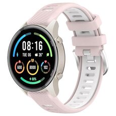 Per Xiaomi MI Watch Color 2 22mm Cinturino sportivo in silicone con fibbia in acciaio bicolore (rosa + bianco)