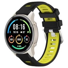 Per Xiaomi MI Watch Color 2 22mm Cinturino sportivo in silicone con fibbia in acciaio bicolore (nero + verde lime)