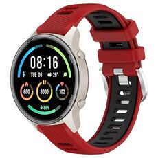 Per Xiaomi MI Watch Color 2 22mm Cinturino sportivo in silicone con fibbia in acciaio bicolore (rosso + nero)