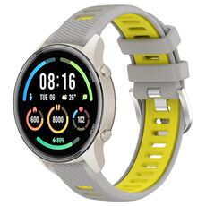 Per Xiaomi MI Watch Color 2 22mm Cinturino sportivo in silicone con fibbia in acciaio bicolore (grigio + giallo)