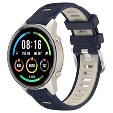 Per Xiaomi MI Watch Color 2 22mm Cinturino sportivo in silicone con fibbia in acciaio bicolore (blu notte + luce stellare)