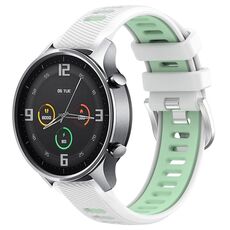 Per Xiaomi MI Watch Sport 22mm Cinturino sportivo in silicone con fibbia in acciaio bicolore (bianco + verde acqua)