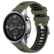 Per Xiaomi MI Watch Sport 22mm Cinturino sportivo in silicone con fibbia in acciaio bicolore (verde militare + nero)