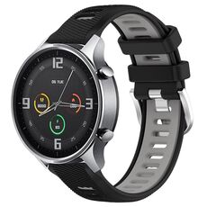 Per Xiaomi MI Watch Sport 22mm Cinturino sportivo in silicone con fibbia in acciaio bicolore (nero + grigio)