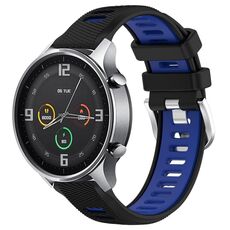 Per Xiaomi MI Watch Sport 22mm Cinturino sportivo in silicone con fibbia in acciaio bicolore (nero + blu)