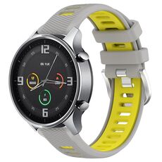 Per Xiaomi MI Watch Sport 22mm Cinturino sportivo in silicone con fibbia in acciaio bicolore (grigio + giallo)
