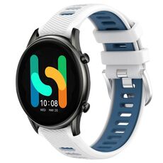Per Xiaomi MI Watch Color 22mm Cinturino sportivo in silicone con fibbia in acciaio bicolore (bianco + blu)
