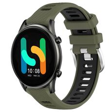 Per Xiaomi MI Watch Color 22mm Cinturino sportivo in silicone con fibbia in acciaio bicolore (verde militare + nero)