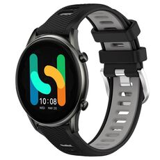Per Xiaomi MI Watch Color 22mm Cinturino sportivo in silicone con fibbia in acciaio bicolore (nero + grigio)