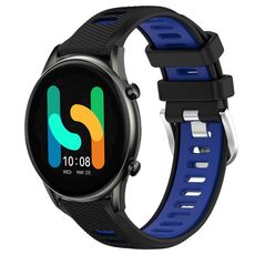 Per Xiaomi MI Watch Color 22mm Cinturino sportivo in silicone con fibbia in acciaio bicolore (nero + blu)