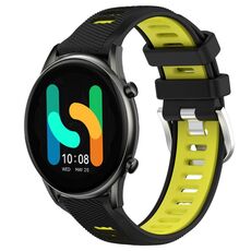Per Xiaomi MI Watch Color 22mm Cinturino sportivo in silicone con fibbia in acciaio bicolore (nero + verde lime)
