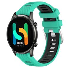 Per Xiaomi MI Watch Color 22mm Cinturino sportivo in silicone con fibbia in acciaio bicolore (lago blu + nero)