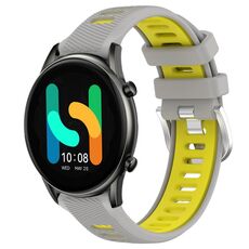 Per Xiaomi MI Watch Color 22mm Cinturino sportivo in silicone con fibbia in acciaio bicolore (grigio + giallo)