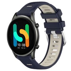 Per Xiaomi MI Watch Color 22mm Cinturino sportivo in silicone con fibbia in acciaio bicolore (blu notte + luce stellare)