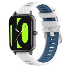 Per Xiaomi Haylou RT2 LS10 22mm Cinturino sportivo in silicone con fibbia in acciaio bicolore (bianco + blu)