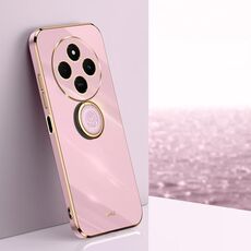 Per Redmi 14C 4G XINLI Custodia per telefono in TPU elettroplaccato 6D con bordo dritto con supporto ad anello (viola ciliegia)