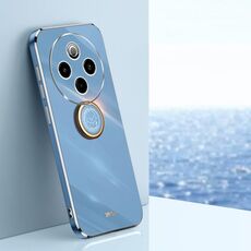 Per vivo Y300 Pro XINLI Custodia per telefono in TPU elettroplaccato 6D con bordo dritto con supporto ad anello (blu celeste)