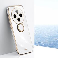 Per vivo Y300 Pro XINLI Custodia per telefono in TPU elettroplaccato 6D con bordo dritto con supporto ad anello (bianco)