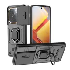 Per vivo iQOO Z9s Pro 5G Global Sliding Camshield TPU + PC Custodia antiurto per telefono con supporto (nero)